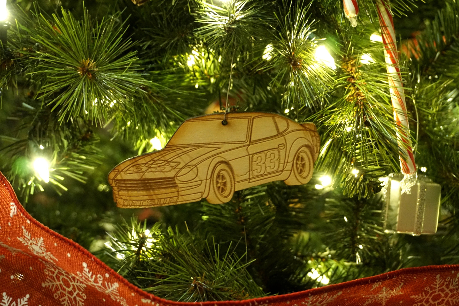 ZSPEC Ornaments - Laser Etched for Holidays, Man-Caves, Garages Enthusiast Gift Christmas Collector Case Hang Hood Ribbon Car Auto Vehicle Motorcycle