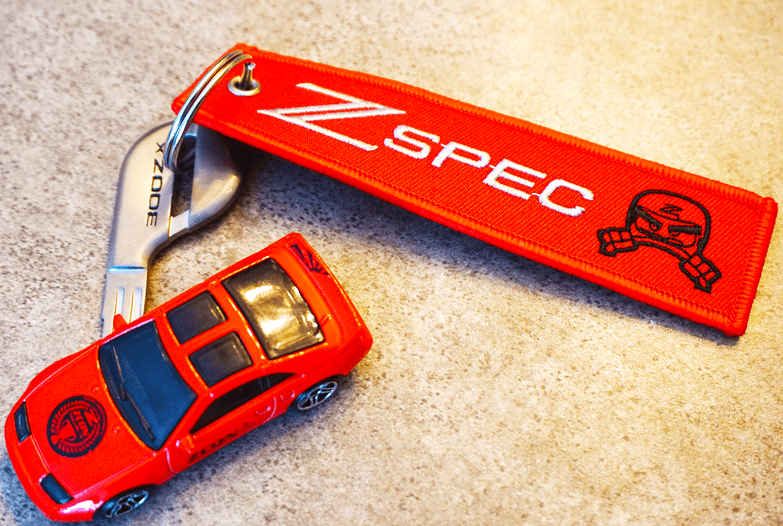 ZSPEC Design JET TAG style keychains - Embroidered Durable Fabric  Red or Black Auto Car Garage Vehicle Hobby Accessory Lifestyle Merchandise Dress Up Hardware