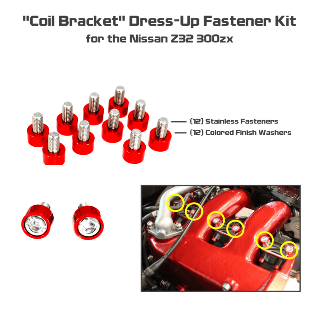 ZSPEC Coil Brackets Fastener Kit for '90-96 Nissan 300zx Z32, Stainless & Billet - ZSPEC Design LLC - Hardware Fasteners - 300zx, Fastener Kit, nissan, z32 - zspecdesign.com