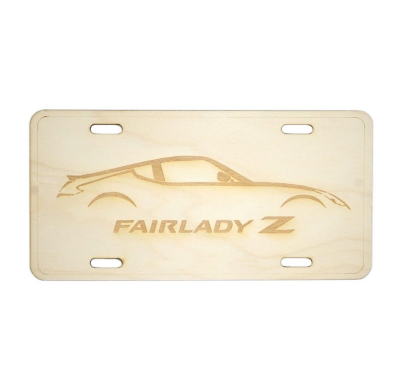 ZSPEC Nissan 370z Z34 Silhouette License Plate, Birch, Ornamental - ZSPEC Design LLC - Holiday Ornaments - 370z, garage art, license, nissan, ornament, z34 - zspecdesign.com