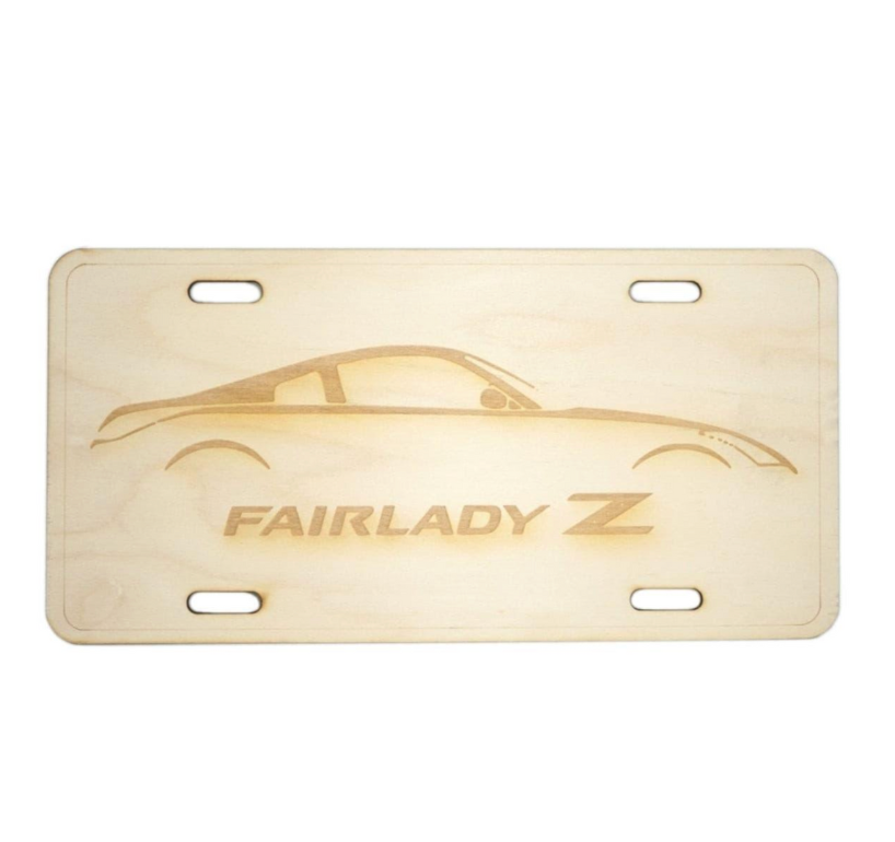 ZSPEC Nissan 350z Z33 Silhouette License Plate, Birch, Ornamental - ZSPEC Design LLC - Holiday Ornaments - 350z, garage art, license, lifestyle, ornament, z33 - zspecdesign.com