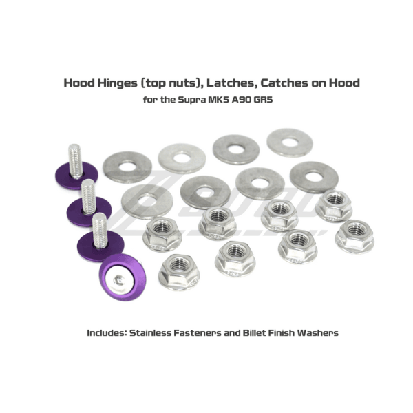 ZSPEC Hood Hinges/Latches/Catches Fasteners for Toyota Supra MKV A90, Stainless & Billet - ZSPEC Design LLC - Hardware Fasteners - a90, Fastener Kit, gr, mkv, supra, toyota - zspecdesign.com