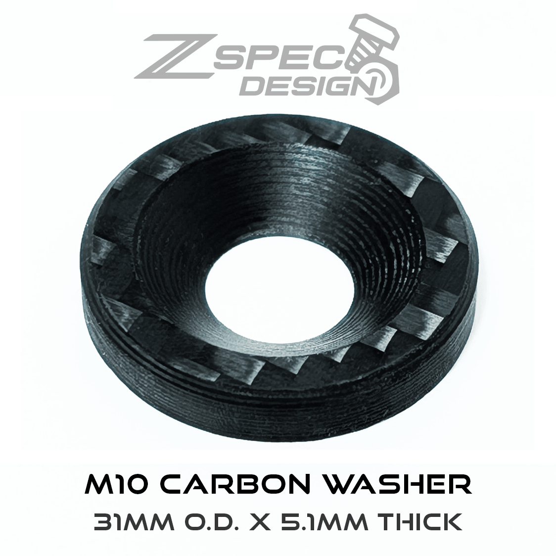 ZSPEC Carbon-Fiber Dress-Up Washers (Carbon-Weave Style), Sold Per Each, Great for automotive or other projects - compatible with DIN 7991 FHSC fasteners.