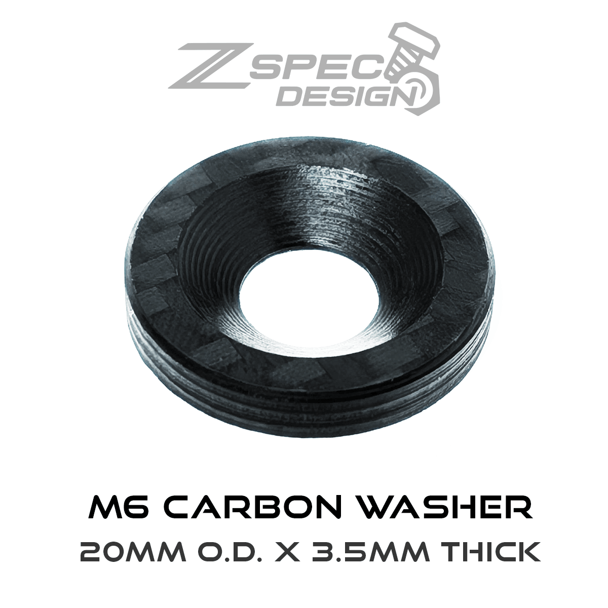 ZSPEC Carbon-Fiber Dress-Up Washers (Carbon-Weave Style), Sold Per Each, Great for automotive or other projects - compatible with DIN 7991 FHSC fasteners.