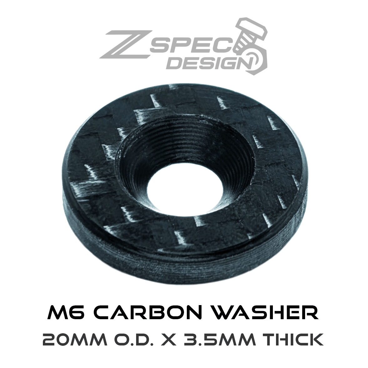ZSPEC Carbon-Fiber Dress-Up Washers (Carbon-Weave Style), Sold Per Each, Great for automotive or other projects - compatible with DIN 7991 FHSC fasteners.
