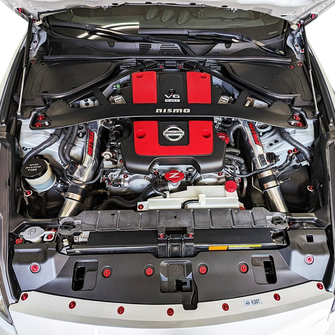 ZSPEC "Stage 3" Dress Up Bolts® Hardware Kit for Nissan 370z Z34, Titanium
Grade-5 Titanium (40-45% weight-savings, non-corrosive)
Engines: VQ37VHR