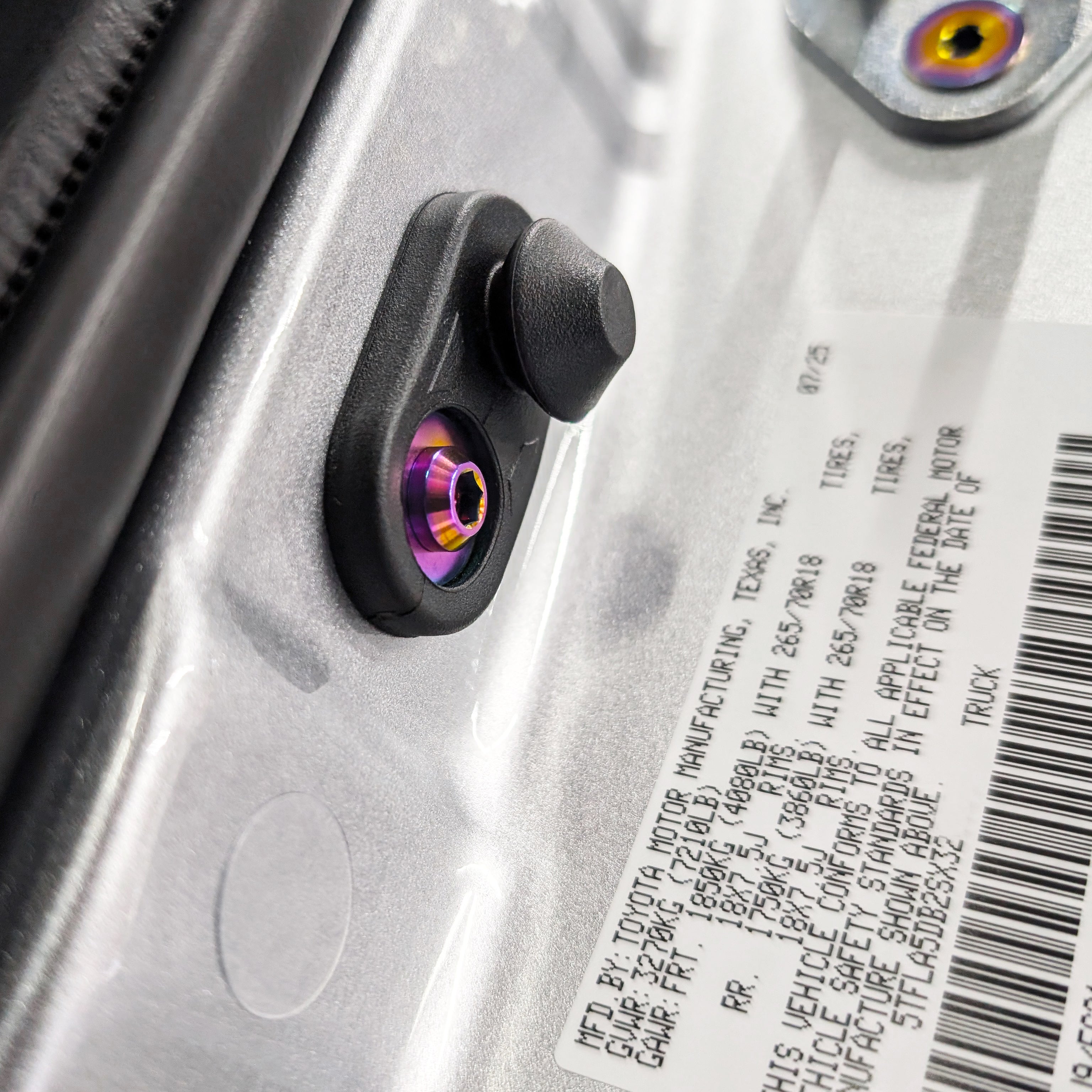 ZSPEC Door-Jams Fastener Kit for the '22+ Tundra XK70, Grade-5 Titanium
Specifications:
Grade-5 Titanium
Bagged & Labeled
Lightweight, Visual Upgrade