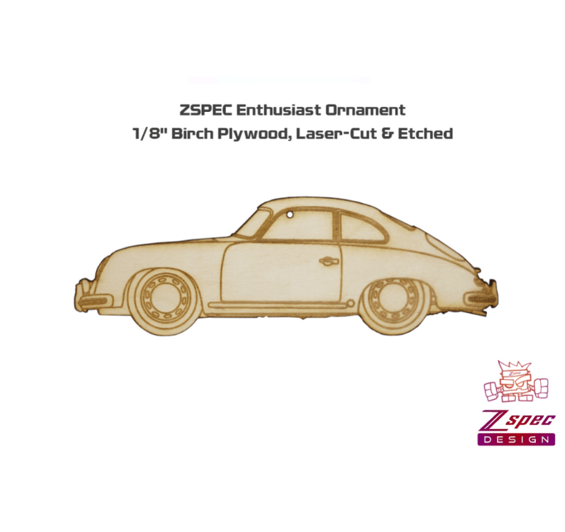 ZSPEC Laser-Engraved Wood Ornament, Style: Porsche 356 , Birch - ZSPEC Design LLC - Holiday Ornaments - 356, holiday, Porsche, ornament, - zspecdesign.com