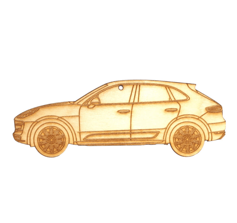 ZSPEC Laser-Engraved Birch Ornament, Style: Porsche Cayenne S, ~5-inch Wide - ZSPEC Design LLC - Holiday Ornaments - body, cayenne, holiday, lifestyle, ornament, porsche - zspecdesign.com