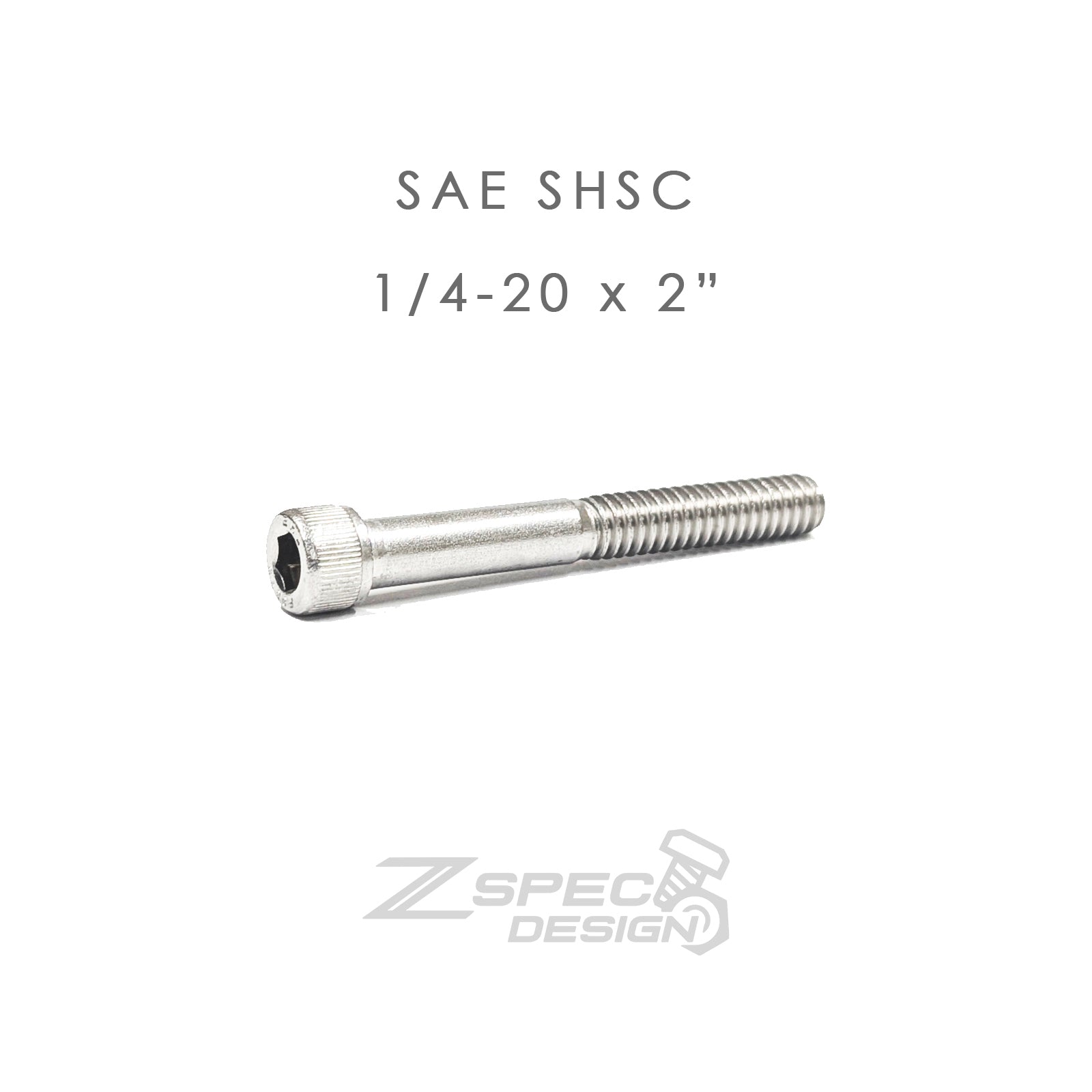 ZSPEC 1/4-20x2" SAE Socket-Cap SHSC Fasteners, Stainless, 10-Pack