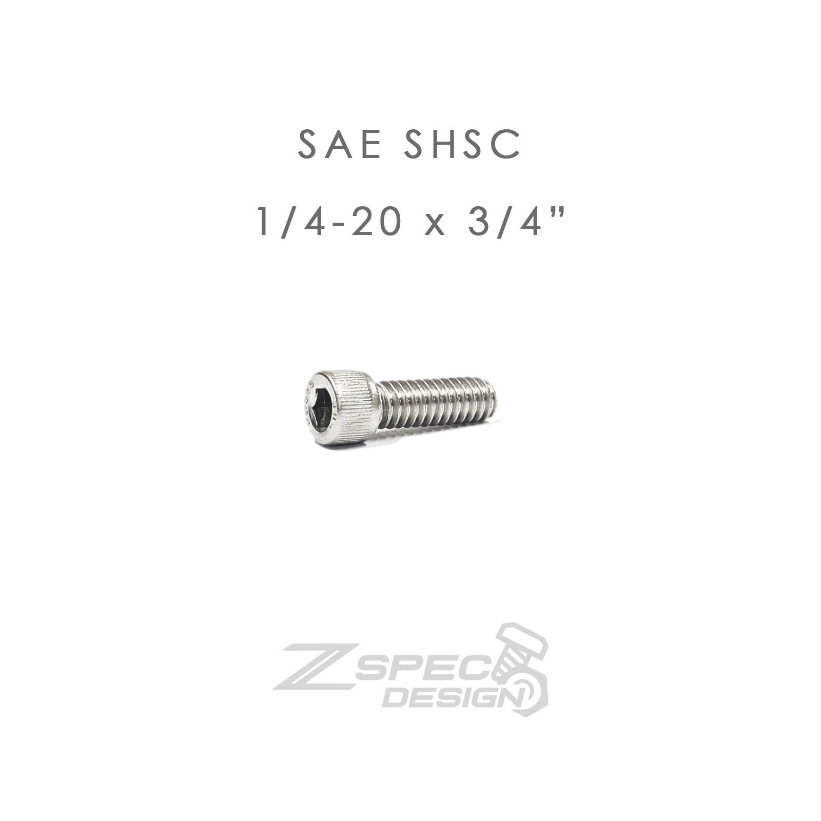 ZSPEC 1/4-20x3/4" SAE Socket-Cap SHSC Fasteners, Stainless, 10-Pack