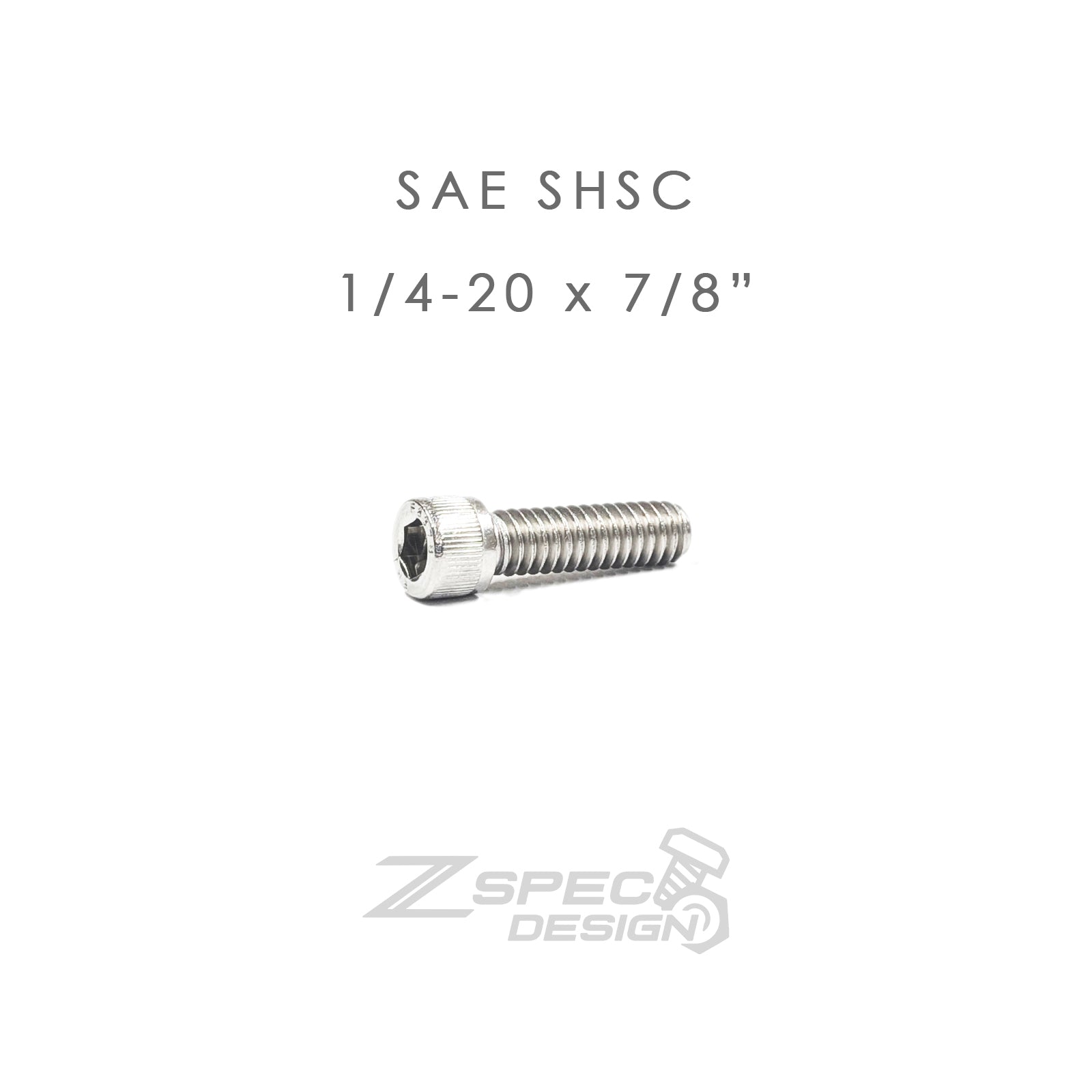 ZSPEC 1/4-20x7/8" SAE Socket-Cap SHSC Fasteners, Stainless, 10-Pack