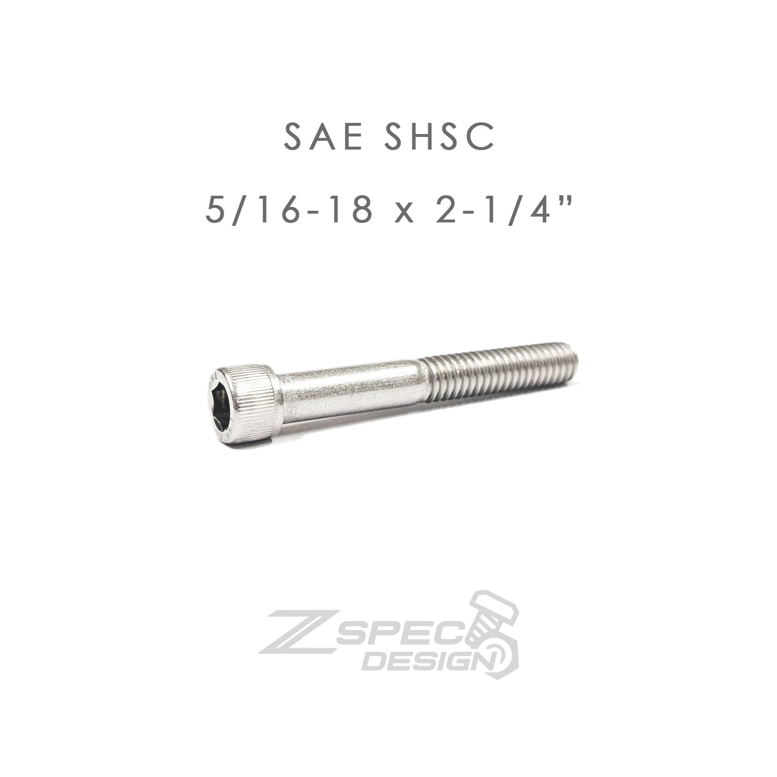 ZSPEC 5/16-18x2-1/4" SAE Socket-Cap SHSC Fasteners, Stainless, 10-Pack