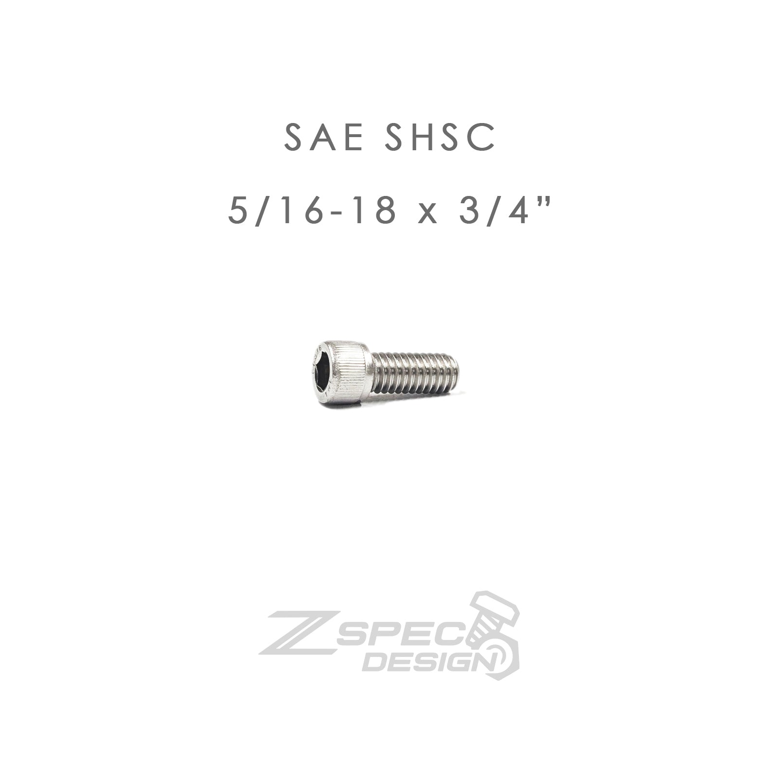 ZSPEC 5/16-18x3/4" SAE Socket-Cap SHSC Fasteners, Stainless, 10-Pack