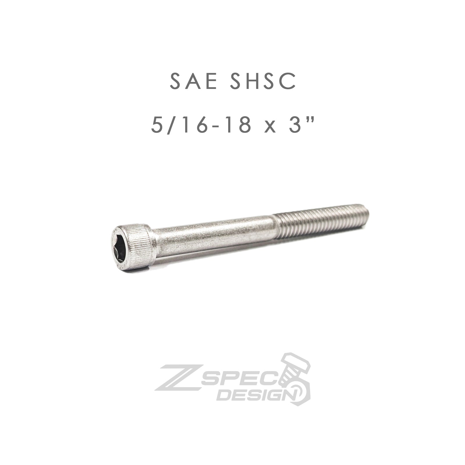 ZSPEC 5/16-18x3" SAE Socket-Cap SHSC Fasteners, Stainless, 10-Pack