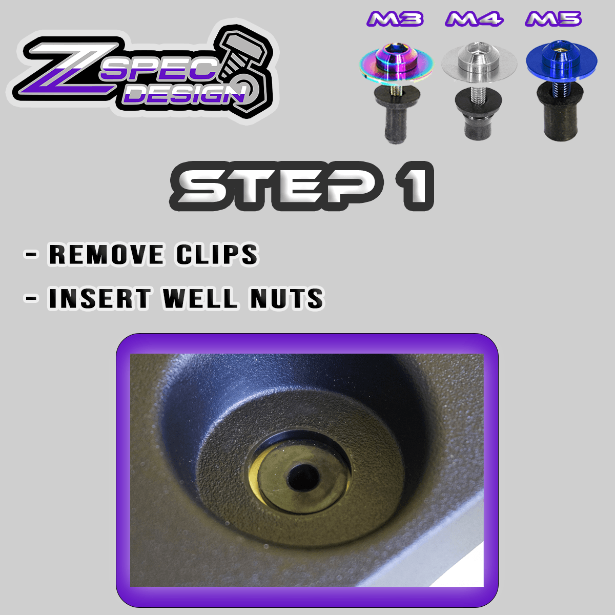 ZSPEC Clip-Replacement Fastener Solution, M3 x 20mm w/ Well Nut, Per Each - ZSPEC Design LLC - Hardware Fasteners - 350z, body hardware, clip replacement, Fastener Kit, nissan, nissanz, titanium, z33 - zspecdesign.com