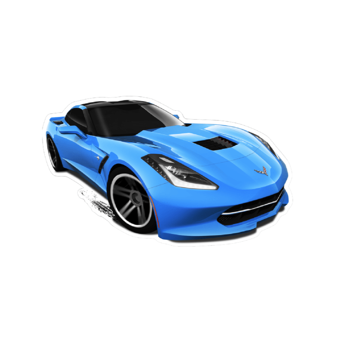 Chevy Corvette Late-Model C7 Front-Quarter-View Vinyl Decal / Sticker, Light Blue - ZSPEC Design LLC - Decals - Decal, lifestyle, sticker - zspecdesign.com