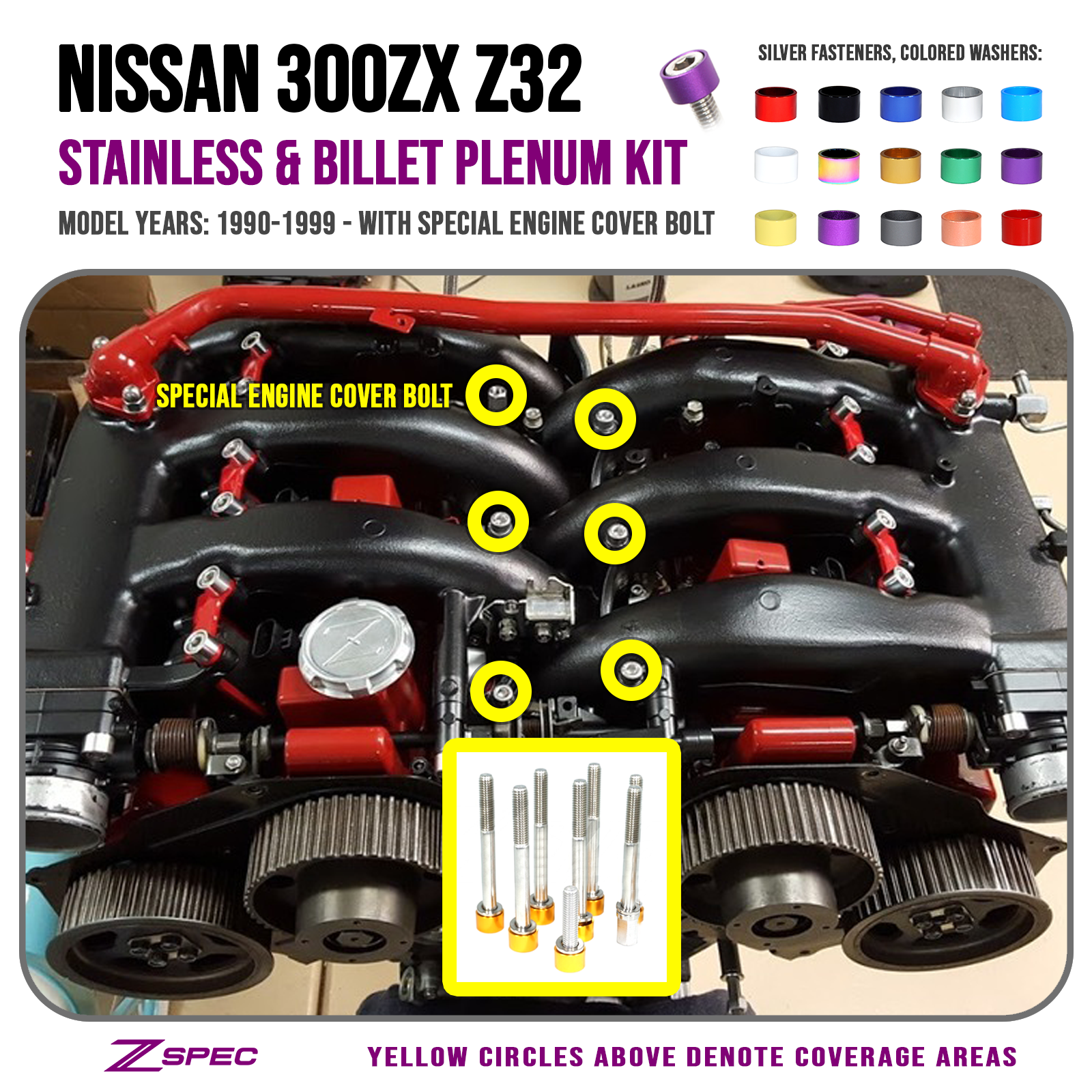 ZSPEC Upper-to-Lower Plenum Fasteners for 90-96 Nissan 300zx Z32 ZSPEC Upper-to-Lower Plenum Fasteners for 90-96 Nissan 300zx Z32
