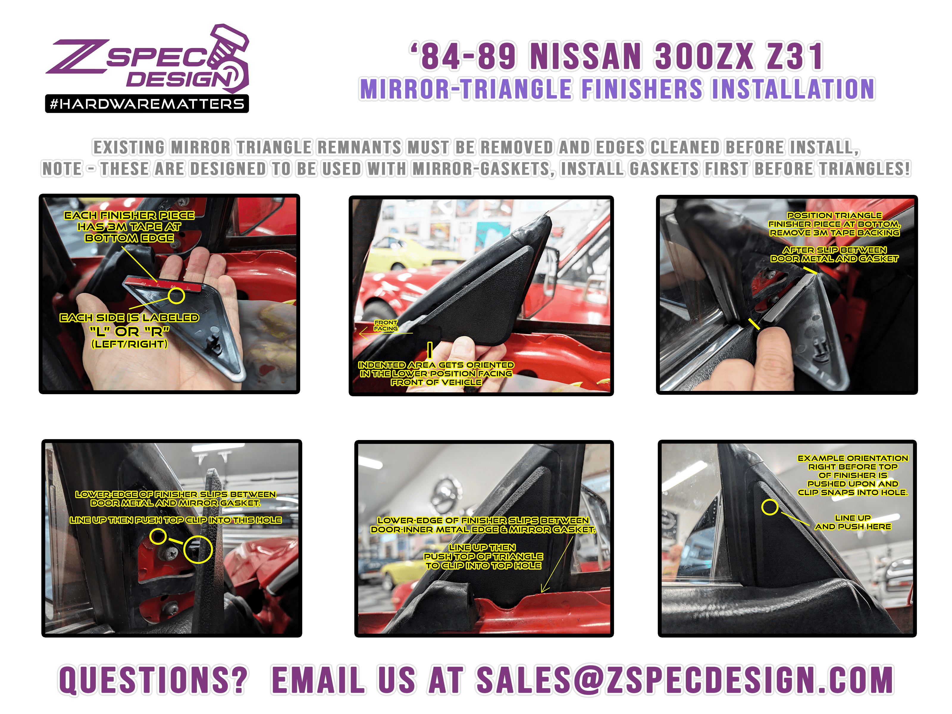 ZSPEC Z31 300zx Door Side-Mirror Interior Trim Covers, Black, Left & Right Side - ZSPEC Design LLC - Hardware Fasteners - locking, nisssan, t-top, z31, z31 t-top - zspecdesign.com