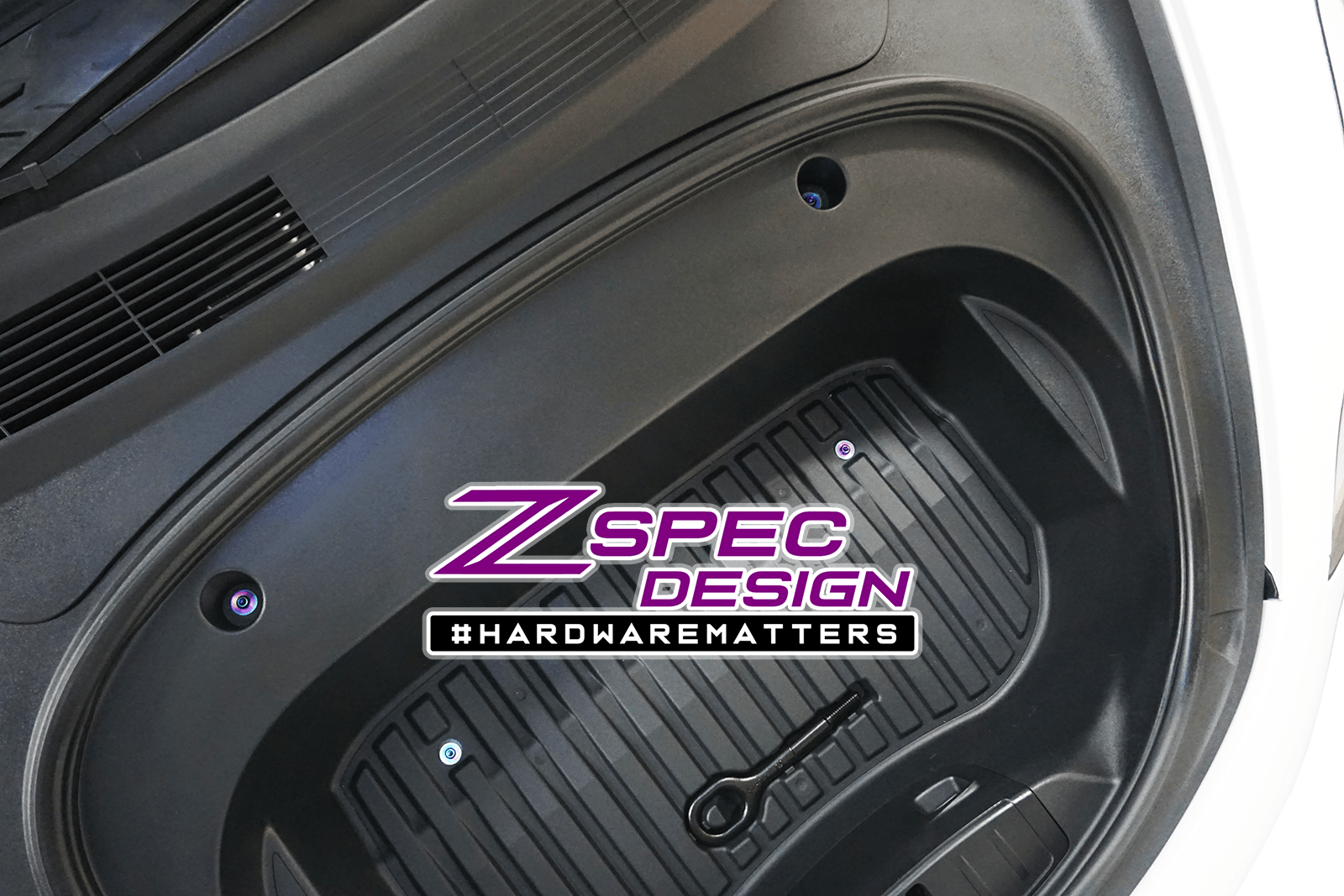 ZSPEC Dress Up Bolts® Fastener Kit for the Tesla Model 3, Grade-5 Titanium Motor Vehicle Engine Parts ZSPEC Design LLC.