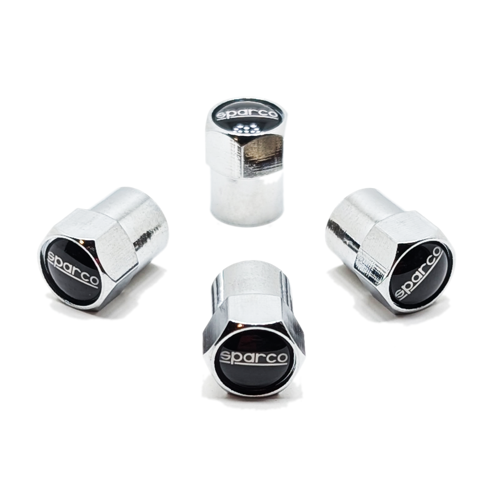 Chrome Valve Stem Tire Caps, Style: SPARCO