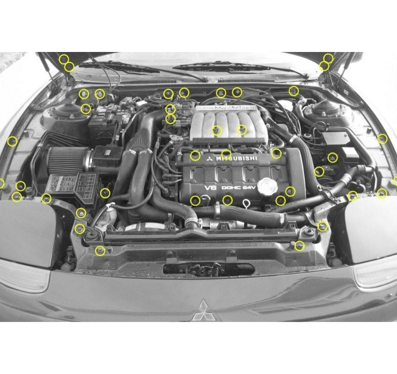 ZSPEC "Stage 3" Dress Up Bolts® Fastener Kit for Dodge Stealth & Mitsubishi 3000GT, Stainless & Billet - ZSPEC Design LLC - Hardware Fasteners - 3000gt, dodge, Fastener Kit, mitsubishi, stage 3, stealth, Washer Color - zspecdesign.com