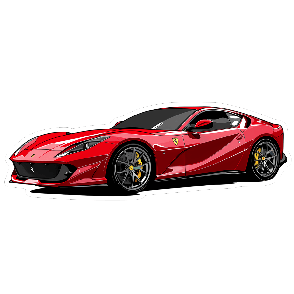 Ferrari Cartoon-Style Vinyl Decal / Sticker, Red - ZSPEC Design LLC - Decals - Decal, lifestyle, sticker - zspecdesign.com