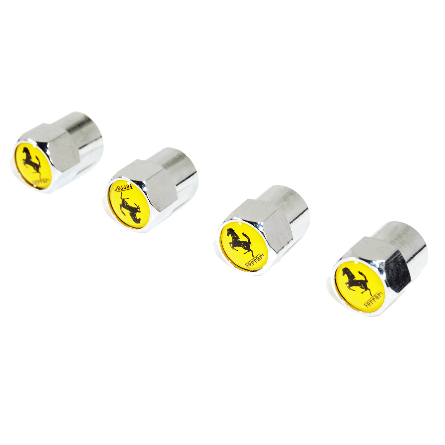 Chrome Valve Stem Tire Caps, Style: Italian Prancing Horse - ZSPEC Design LLC - Hardware Fasteners - buick, cap, chevrolet, chevy, chrysler, dodge, dodge viper, ford, fordgt, tire, usa - zspecdesign.com