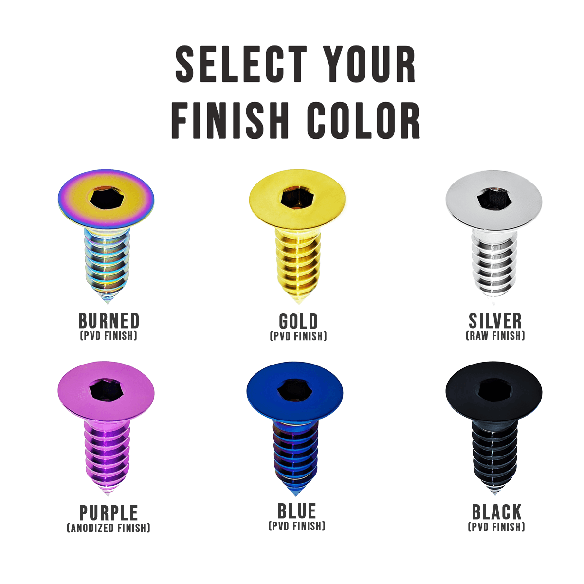 ZSPEC FHSC Coarse M6x20mm Dress-Up Bolt/Fastener, Titanium Grade-5, per Each
Durable Finishes:
Black Gold Burned Purple Silver Blue
ZSPEC Design LLC