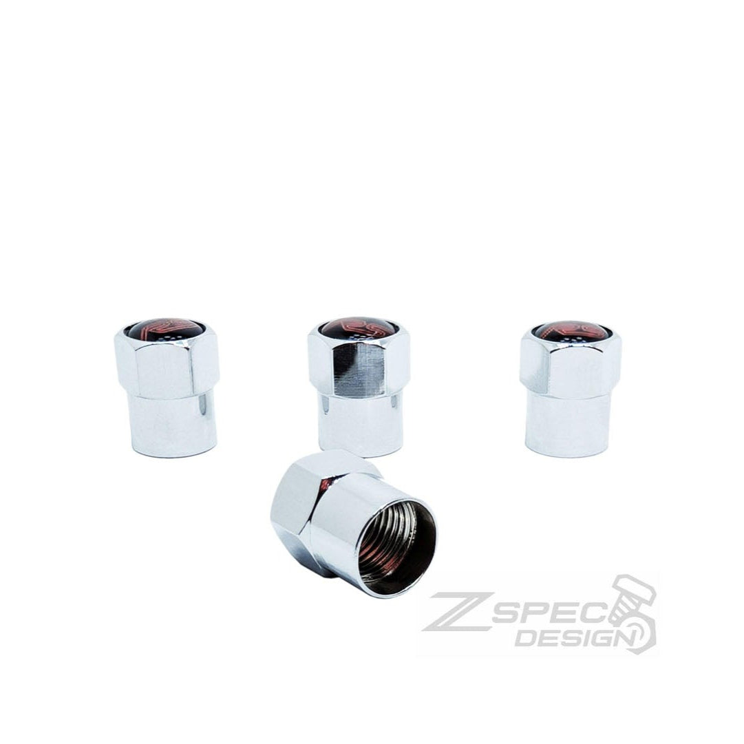 Chrome Valve Stem Tire Caps, "RS" style, for Focus, Fiesta others ZSPEC Design Dress Up Hardware Accessories Bolts Washers