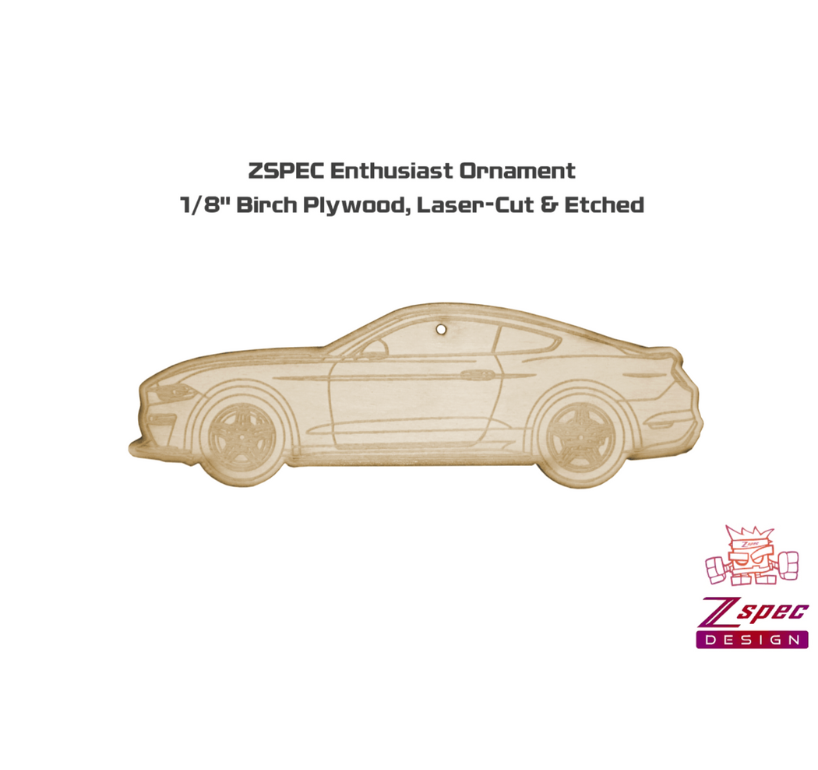 ZSPEC Laser-Engraved Wood Ornament, Style: Mustang S550, Birch - ZSPEC Design LLC - Holiday Ornaments - Mustang, holiday, Ford, ornament, S550 - zspecdesign.com