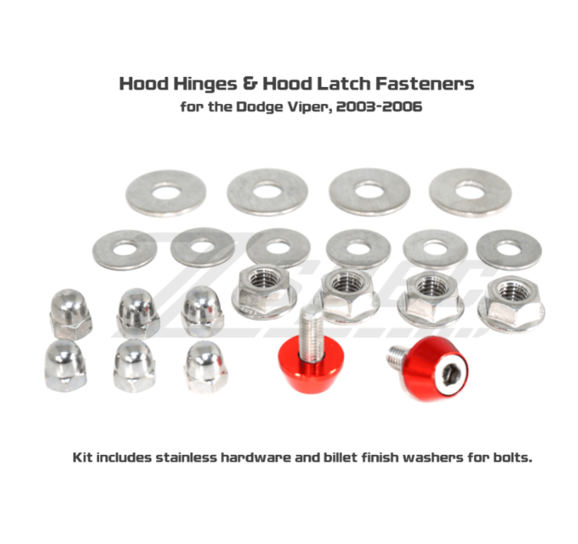 ZSPEC Hood & Hood Latch Fastener Kit for '03-06 Dodge Viper, Stainless & Billet - ZSPEC Design LLC - Hardware Fasteners - dodge, Fastener Kit, hood, viper - zspecdesign.com