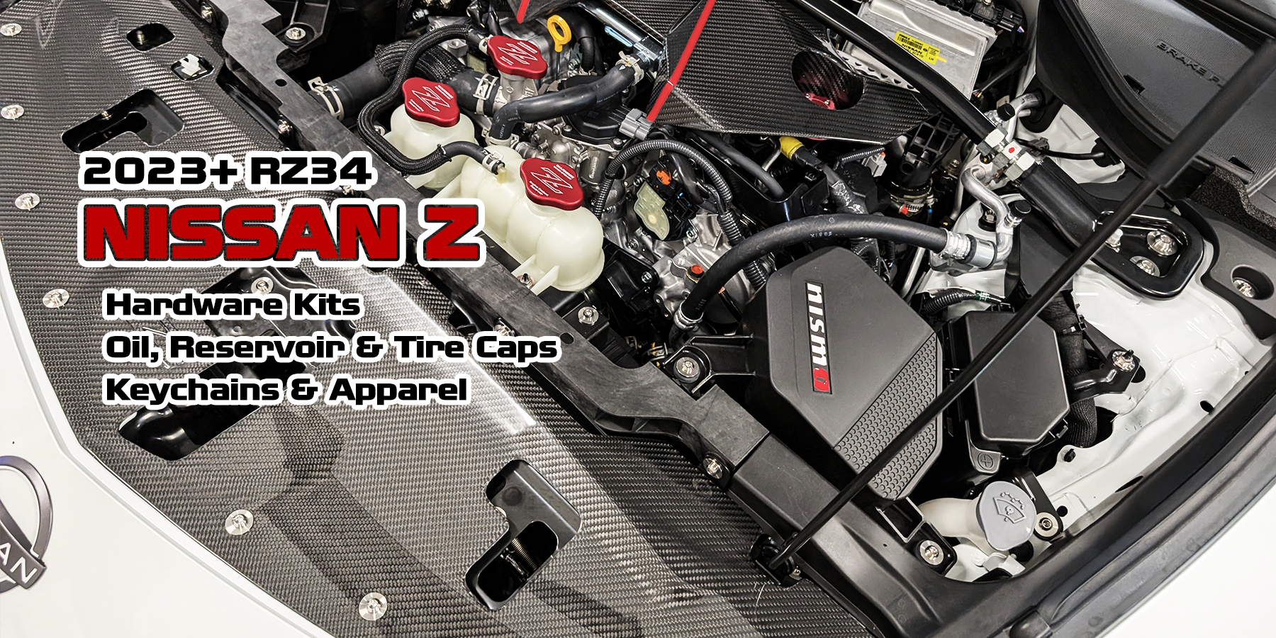 ZSPEC 2023+ Nissan Z RZ34 (not 400z) Titanium Hardware Kits, Billet Oil Caps, Reservoir Caps, Tire Caps, Dipstick Handle, Battery Bracket