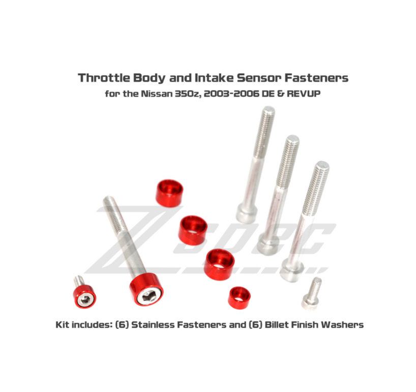 ZSPEC Throttle Body & Airflow Sensor Fasteners for Nissan 350z, '03-06, DE & REVUP, Stainless & Billet - ZSPEC Design LLC - Hardware Fasteners - 350z, DE & REVUP, Fastener Kit, nissan, throttle, Washer Color - zspecdesign.com