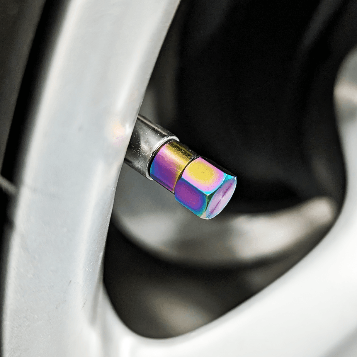 Titanium Tire Cap Set, Universal for Valve Stem Caps on Cars & Bikes, Grade-5 Titanium - ZSPEC Design LLC - Hardware Fasteners - acura, bmw, cap, datsun, honda, jeep, kia, lexus, mazda, mazda3, mazda6, mazdaspeed, mazdaspeed3, mini, nissan, nissanz, porsche, tire, toyota, toyota tire cap, vw - zspecdesign.com