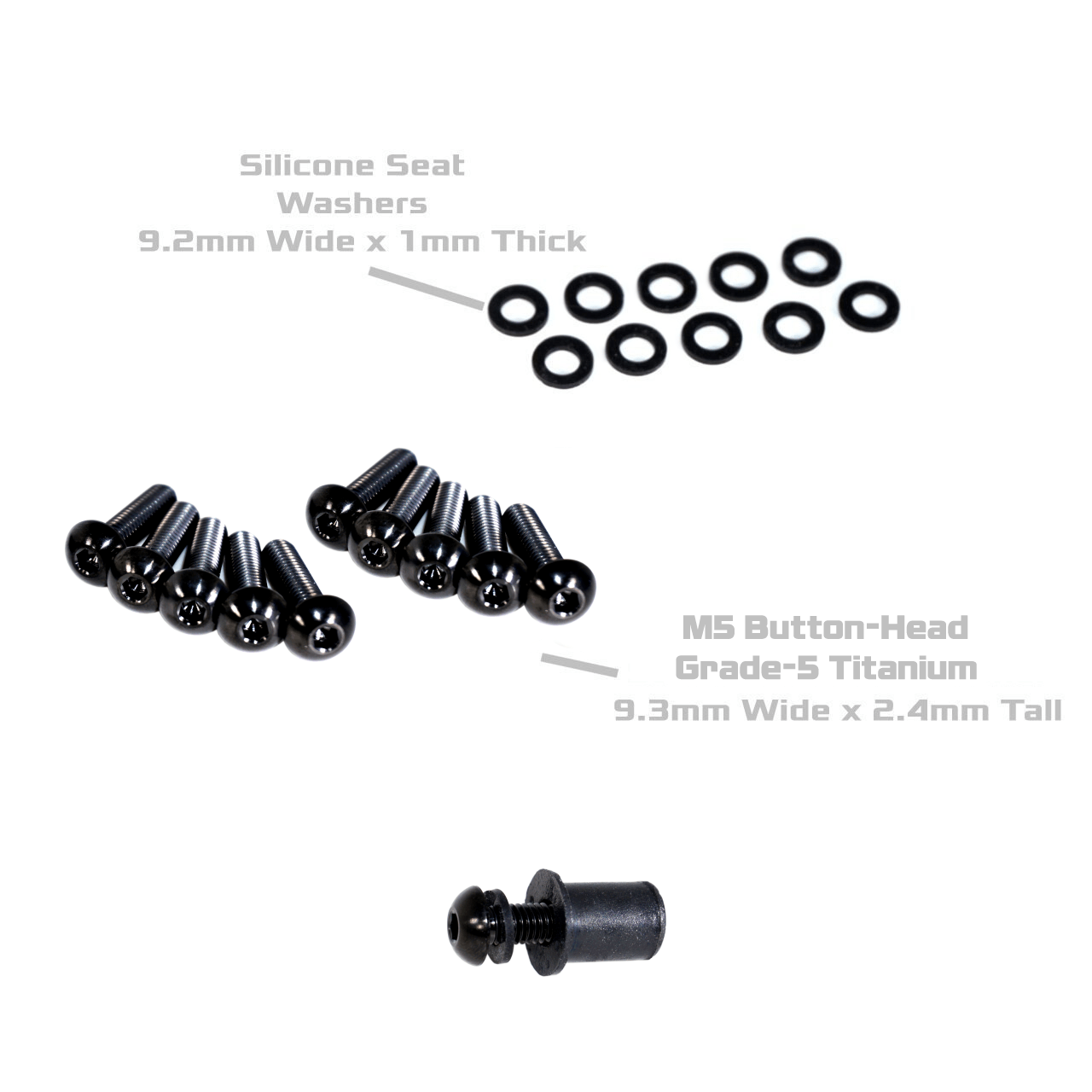 ZSPEC Button-Head Body Kit Fastener, M5x25mm w/ Well Nut, Titanium, per Each - ZSPEC Design LLC - Hardware Fasteners - 60-pack, body, body hardware, button, Fastener, m5, rivet, titanium - zspecdesign.com