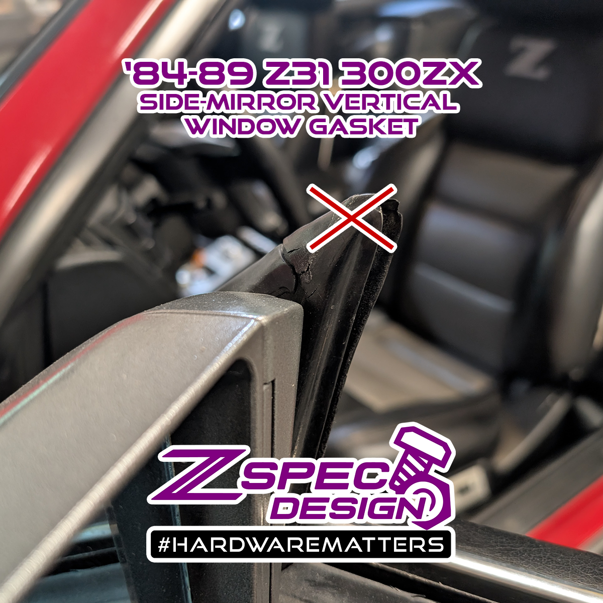 *PRE-BUY* ZSPEC Side-Mirror Vertical Window Channel Seal for Nissan 300ZX Z31, Sold Per Each
