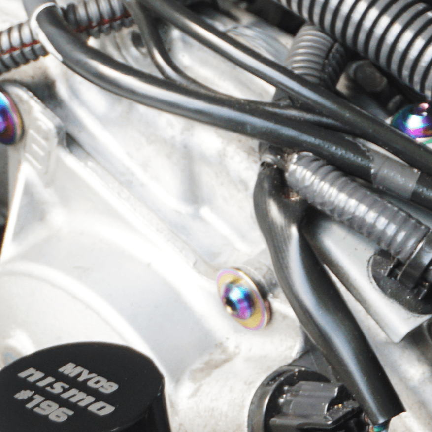 ZSPEC VQ37VHR Front-Engine Dress Up Fastener Kit, 370z / G37, Titanium
Grade-5 Titanium (40-45% weight-savings, non-corrosive) Material
Engines: VQ37VHR