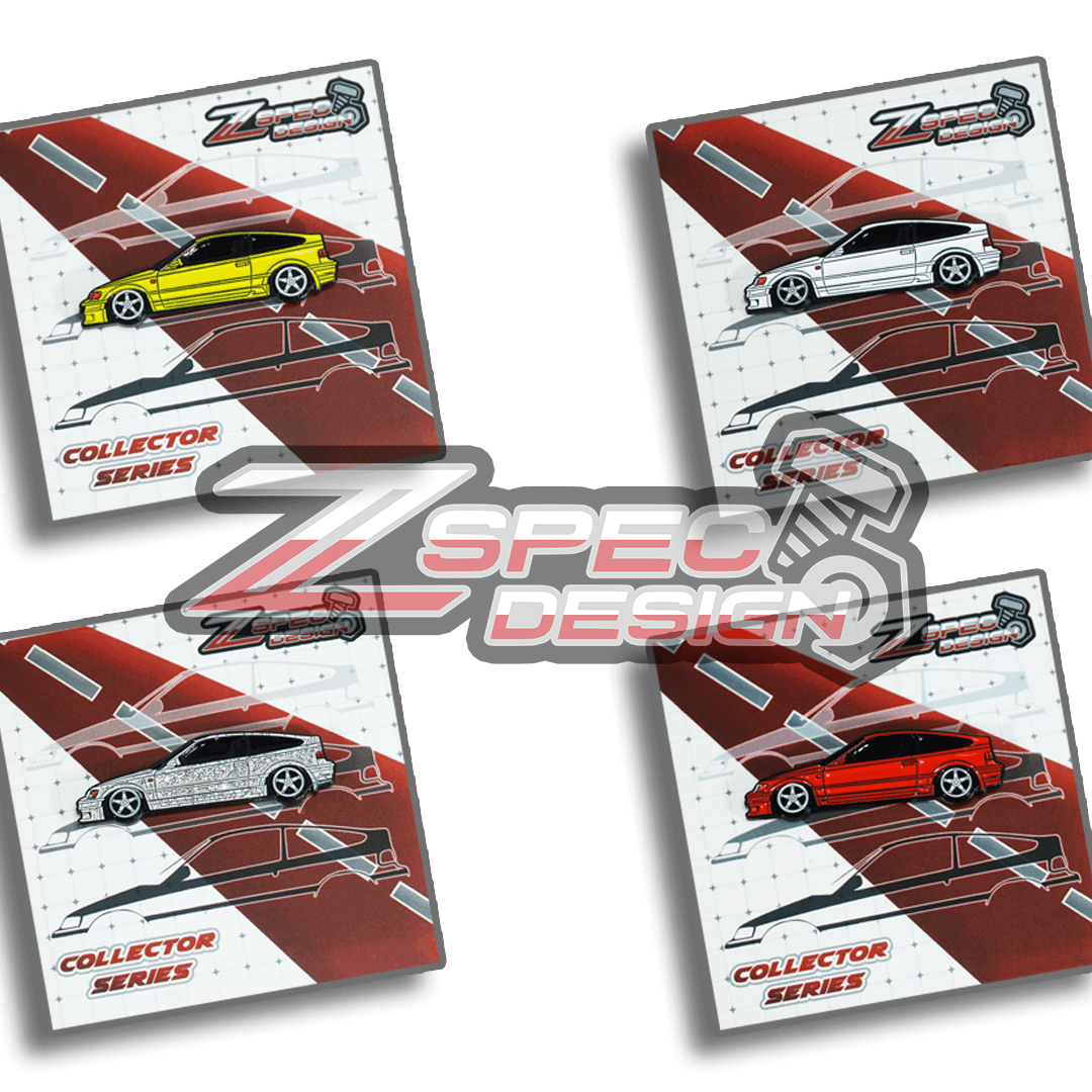 Honda CRX (Red/White/Yellow/Glitter-Silver) Collector Lapel/Hat Pin - ZSPEC Design - ZSPEC Design LLC - Hardware Fasteners - accessory, crx, honda, honda pin, lapel, lifestyle, pin - zspecdesign.com