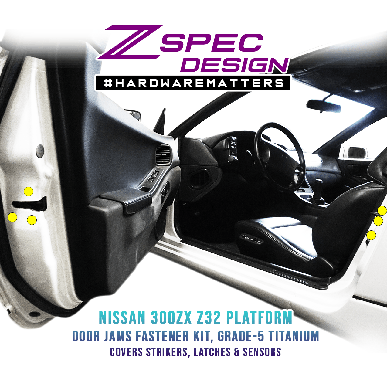 ZSPEC Dress Up Bolts® Fastener Kit, Door Jams Area for Nissan Z32 300zx, Titanium - ZSPEC Design LLC - Hardware Fasteners - 300zx, door, door jam, Fastener Kit, nissan, z32 - zspecdesign.com