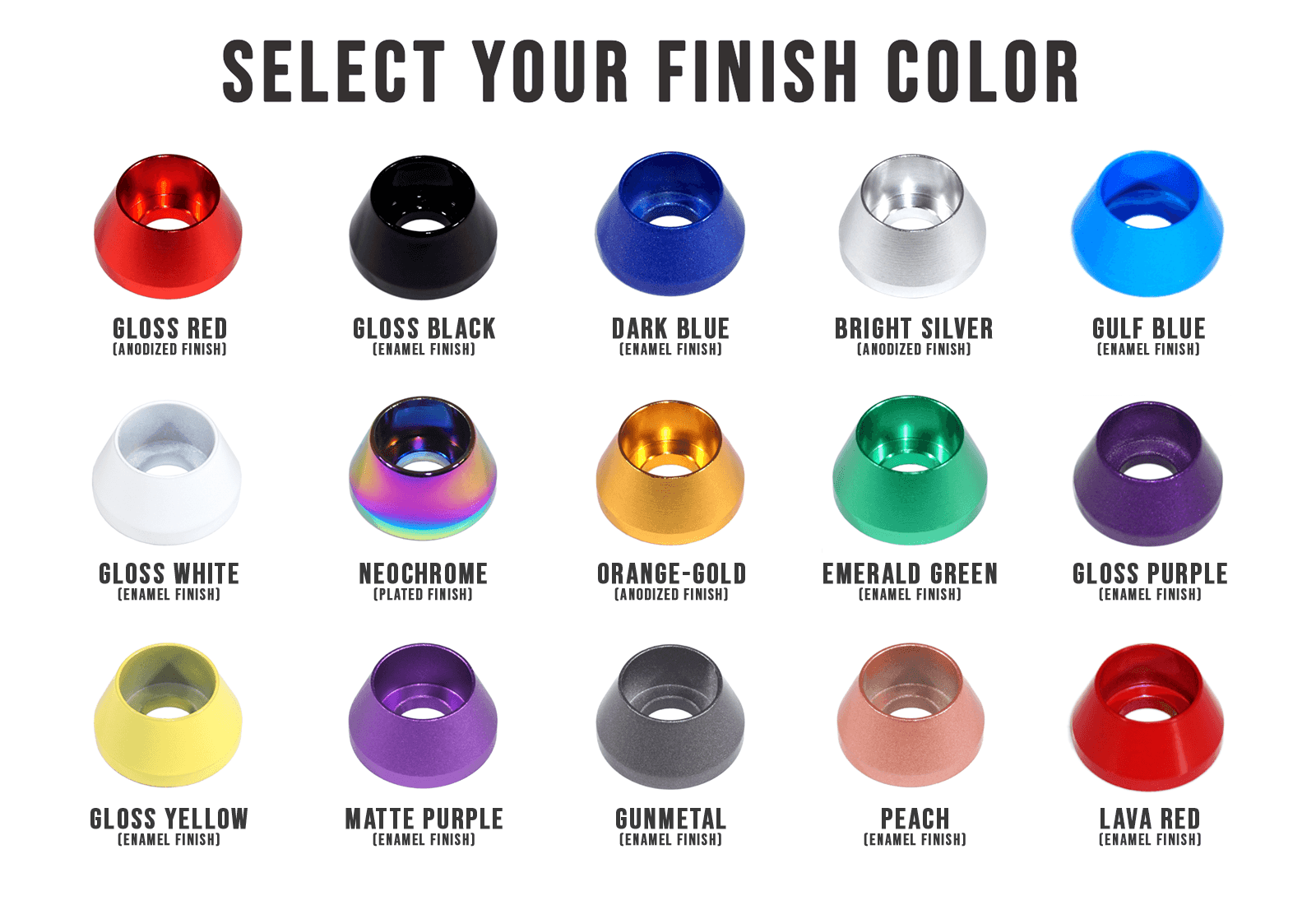 ZSPEC M6 Angled Cup Finish Washers for SHSC Socket-Cap Fasteners, Billet, 10-Pack - ZSPEC Design LLC - Hardware Fasteners - 10-pack, angled, billet hardware, Dress Up Washer, finish washer, m6, shsc - zspecdesign.com