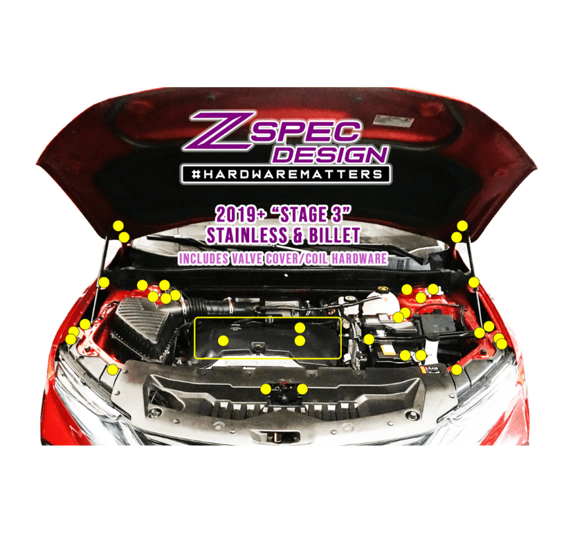 ZSPEC "Stage 3" Dress Up Bolts® Fastener Kit for '19+ Chevy Blazer C1, Stainless & Billet - ZSPEC Design LLC - Hardware Fasteners - blazer, chevrolet, chevy, ecotek, Fastener Kit, stage 3 - zspecdesign.com