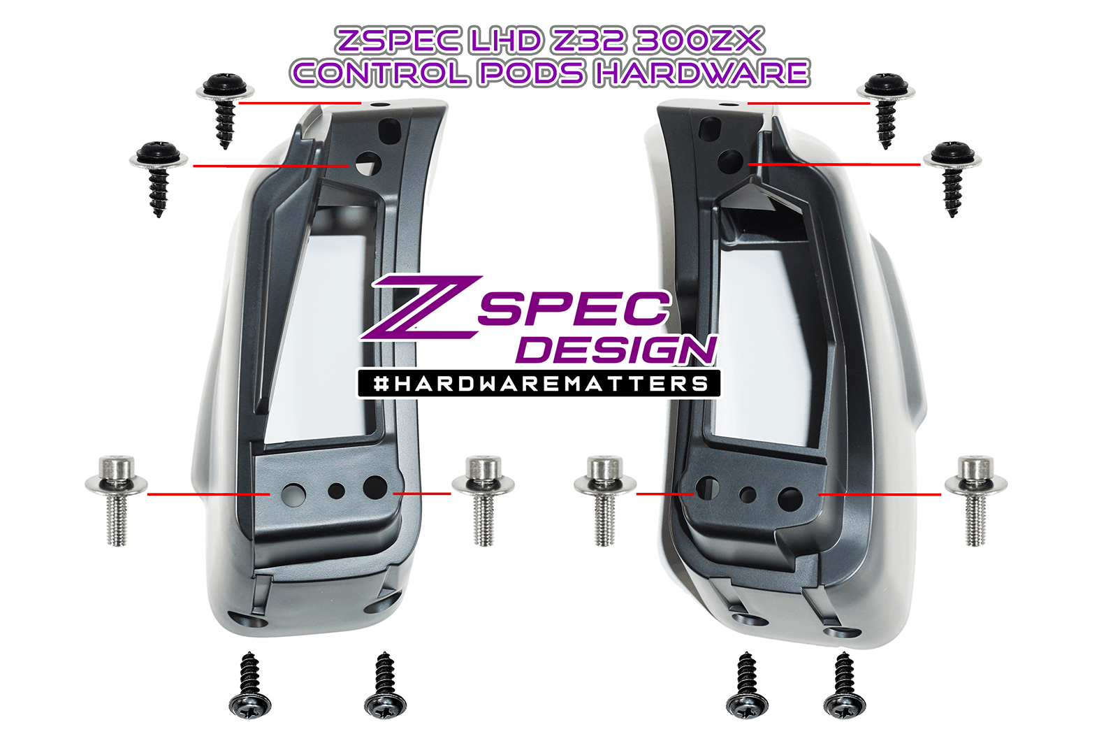 ZSPEC 300zx Z32 Mounting PODs for LHD Climate & Lighting Controls, Set - Left / Right - ZSPEC Design LLC - Hardware Fasteners - 300zx, 300zx pods, lhd, nissan, repro, z32, z32 pod - zspecdesign.com