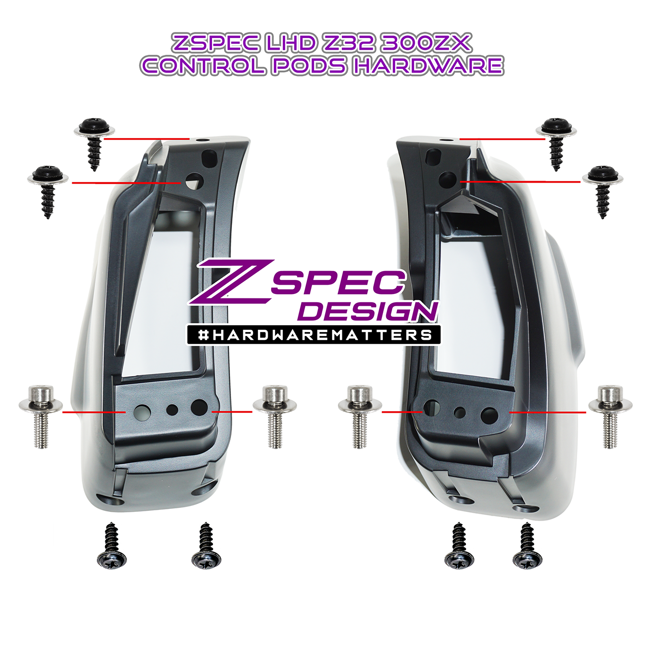 ZSPEC 300zx Z32 Mounting PODs for LHD Climate & Lighting Controls, Set - Left / Right - ZSPEC Design LLC - Hardware Fasteners - 300zx, 300zx pods, lhd, nissan, repro, z32, z32 pod - zspecdesign.com