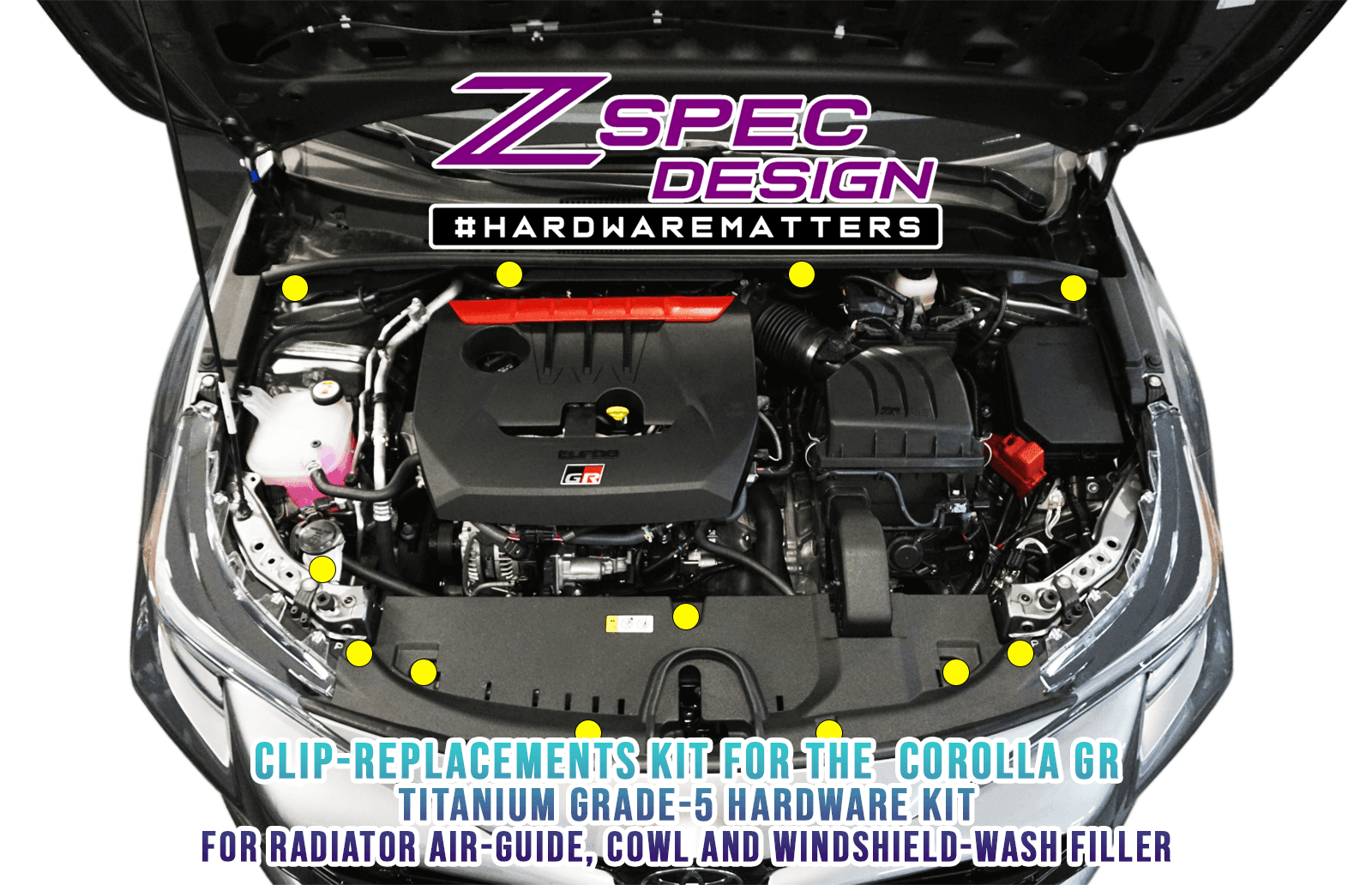 ZSPEC Plastic Clips "Replacement Fastener Kit for the GR Corolla, Titanium - ZSPEC Design LLC - Hardware Fasteners - corolla, corolla gr, Fastener Kit, gr, toyota - zspecdesign.com