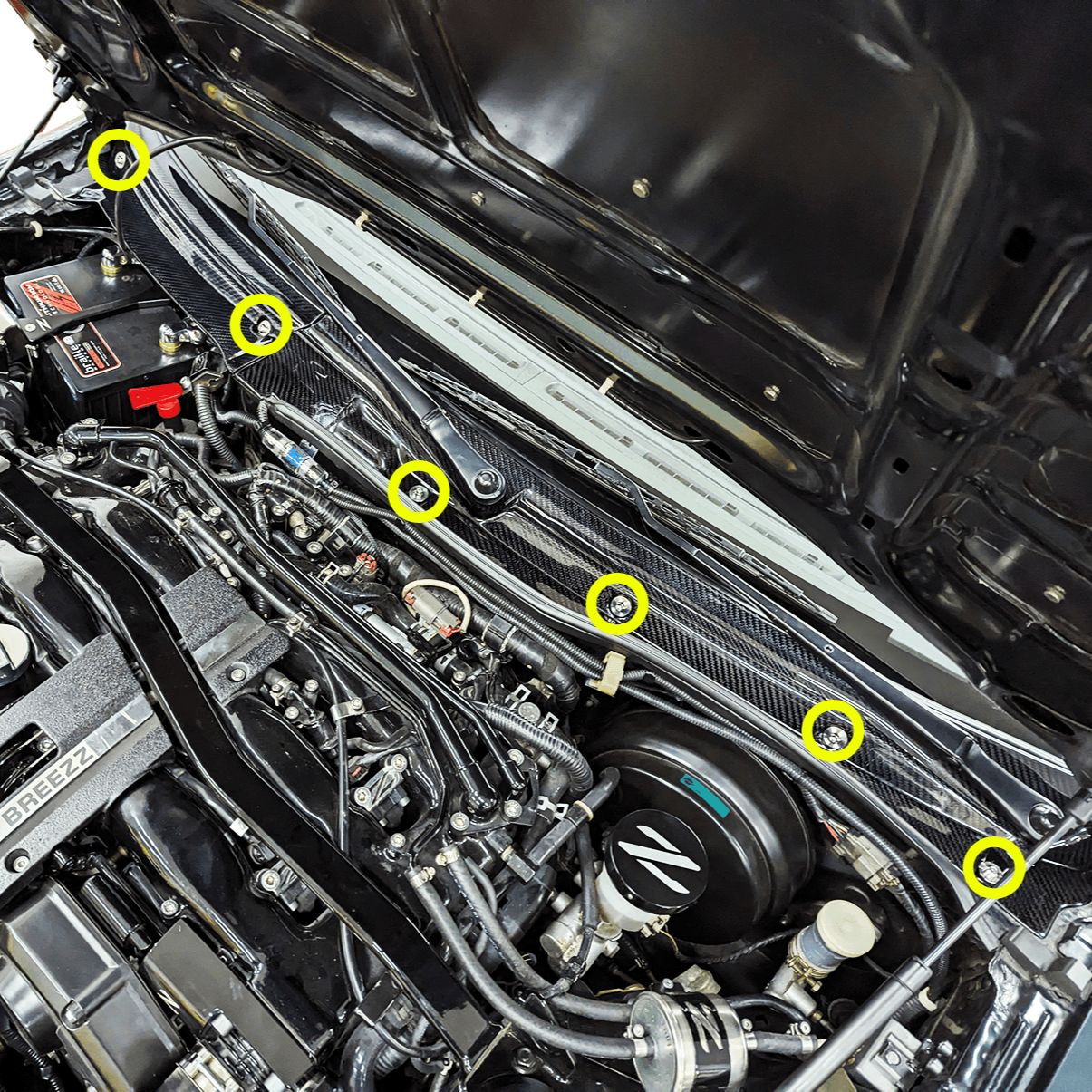 ZSPEC "Round Cowl-Clips" Replacement Solution for Z32 300zx, Titanium Fastener Kit w/ Well Nuts - ZSPEC Design LLC - Hardware Fasteners - 350z, clip replacement, Fastener Kit, nissan, nissanz, titanium, z33 - zspecdesign.com