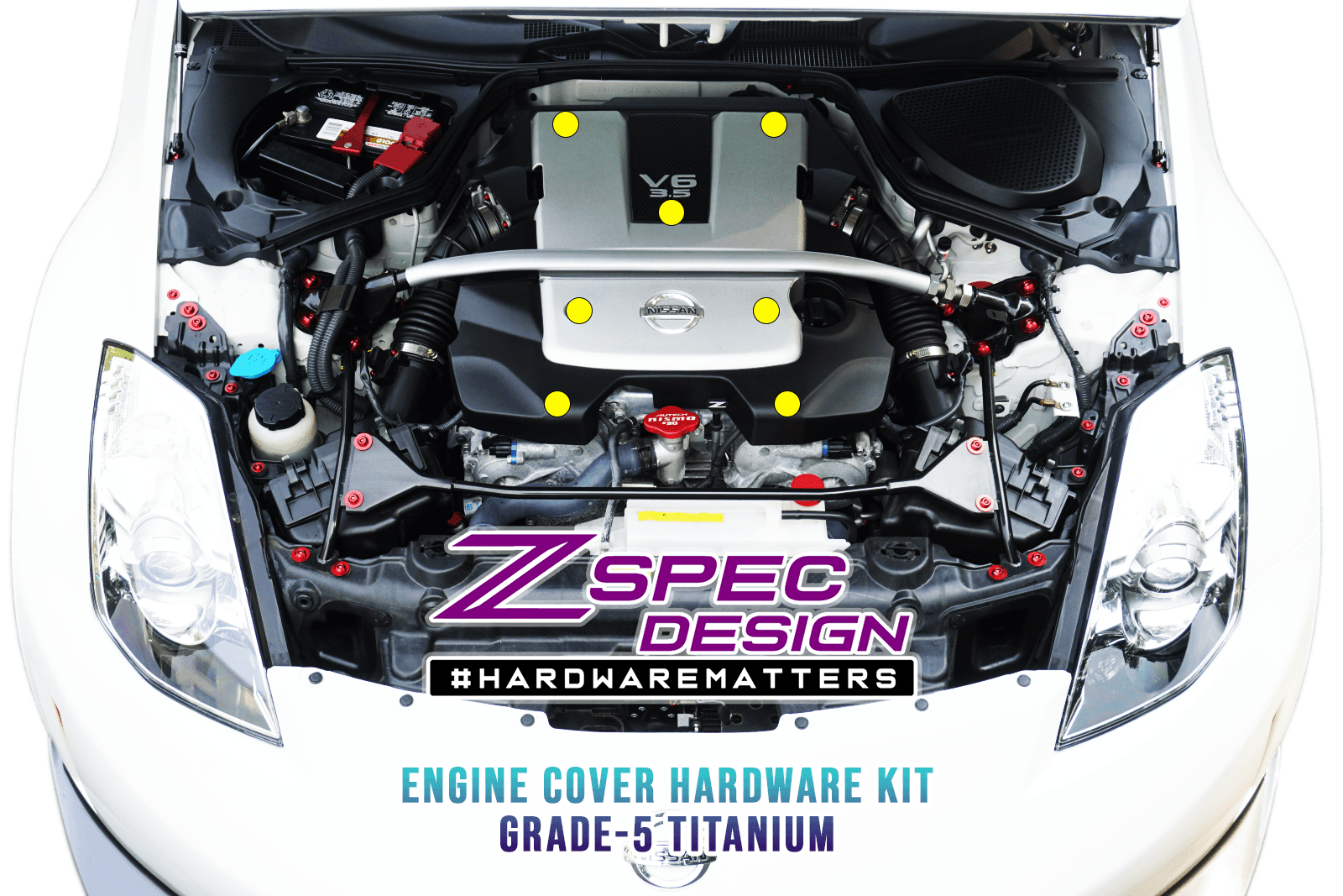 ZSPEC Engine Cover Fasteners for '03-09 Nissan 350z DE & HR, Grade-5 Titanium - ZSPEC Design LLC - Hardware Fasteners - 350z, DE & HR, Fastener Kit, nissan, z33 - zspecdesign.com