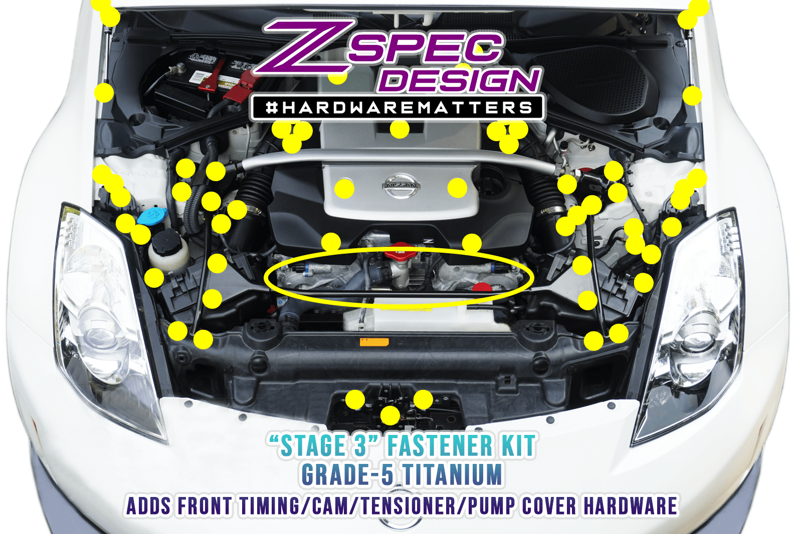 ZSPEC Plastic-Clips Replacement Kit for '03-09 Nissan 350z Z33, Grade-5  Titanium
