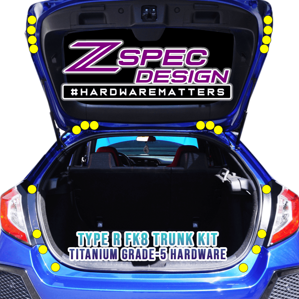 ZSPEC Dress Up Bolts® Trunk Fastener Kit for the Civic FK8 Type R, Titanium - ZSPEC Design LLC - Hardware Fasteners - civic, Fastener Kit, honda, si, type r - zspecdesign.com