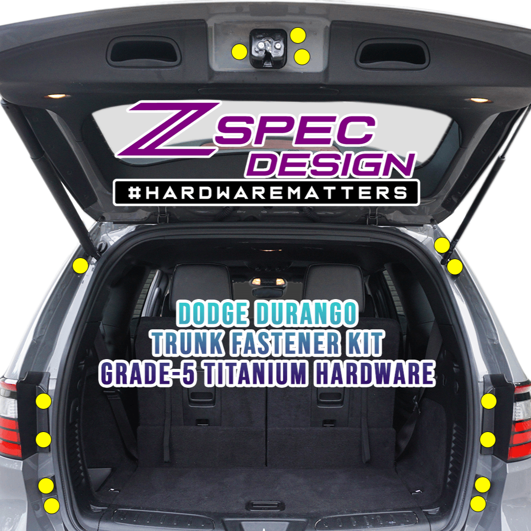 ZSPEC Dress Up Bolts® Hatch/Trunk-Area Fastener Kit for '11-23 Dodge Durango, Titanium - ZSPEC Design LLC - Hardware Fasteners - cx-9, Fastener Kit, mazda - zspecdesign.com